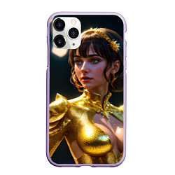 Чехол iPhone 11 Pro матовый Девушка в золотом чешуйчатом костюме, цвет: 3D-светло-сиреневый