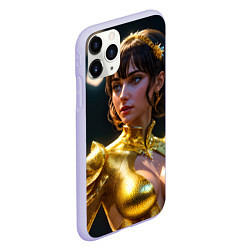 Чехол iPhone 11 Pro матовый Девушка в золотом чешуйчатом костюме, цвет: 3D-светло-сиреневый — фото 2