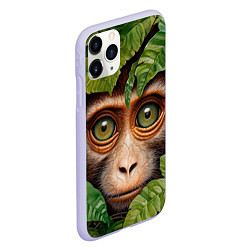 Чехол iPhone 11 Pro матовый Обезьяна в джунглях, цвет: 3D-светло-сиреневый — фото 2