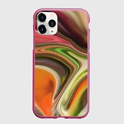 Чехол iPhone 11 Pro матовый Waves colors, цвет: 3D-малиновый
