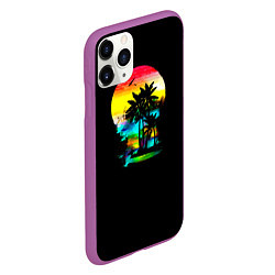 Чехол iPhone 11 Pro матовый Луна SynthWave, цвет: 3D-фиолетовый — фото 2