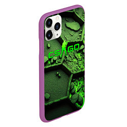 Чехол iPhone 11 Pro матовый CSGO green abstract, цвет: 3D-фиолетовый — фото 2