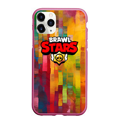 Чехол iPhone 11 Pro матовый Brawl Stars Logo Color, цвет: 3D-малиновый