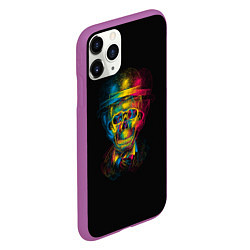 Чехол iPhone 11 Pro матовый Трехцветный череп, цвет: 3D-фиолетовый — фото 2