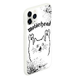 Чехол iPhone 11 Pro матовый Motorhead рок кот на светлом фоне, цвет: 3D-белый — фото 2