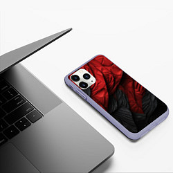 Чехол iPhone 11 Pro матовый Red black texture, цвет: 3D-светло-сиреневый — фото 2