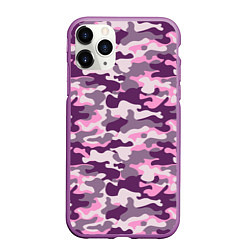 Чехол iPhone 11 Pro матовый Модный камуфляж - милитари, цвет: 3D-фиолетовый