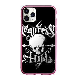 Чехол iPhone 11 Pro матовый Cypress hill - skull arrows, цвет: 3D-малиновый