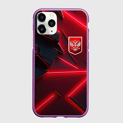 Чехол iPhone 11 Pro матовый Красный герб РФ, цвет: 3D-фиолетовый