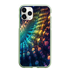 Чехол iPhone 11 Pro матовый Радужные блики нейроарт, цвет: 3D-салатовый