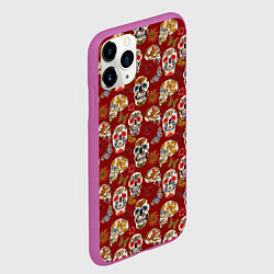 Чехол iPhone 11 Pro матовый Мексиканские черепа с бабочками, цвет: 3D-фиолетовый — фото 2