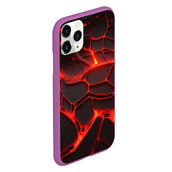 Чехол iPhone 11 Pro матовый Разлом красных плит, цвет: 3D-фиолетовый — фото 2