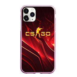 Чехол iPhone 11 Pro матовый CS GO fire logo, цвет: 3D-розовый