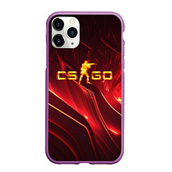 Чехол iPhone 11 Pro матовый CS GO fire logo, цвет: 3D-фиолетовый