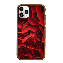 Чехол iPhone 11 Pro матовый Объемные красные разломы, цвет: 3D-коричневый