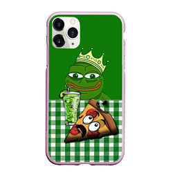 Чехол iPhone 11 Pro матовый Pepe King with pizza, цвет: 3D-розовый