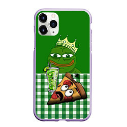 Чехол iPhone 11 Pro матовый Pepe King with pizza, цвет: 3D-светло-сиреневый