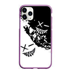 Чехол iPhone 11 Pro матовый Smile - black and white, цвет: 3D-фиолетовый
