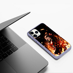 Чехол iPhone 11 Pro матовый Незуко и пламя - клинок, цвет: 3D-светло-сиреневый — фото 2