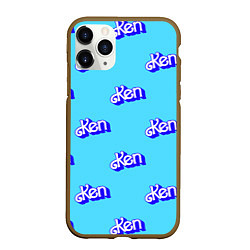 Чехол iPhone 11 Pro матовый Синий логотип Кен - паттерн, цвет: 3D-коричневый