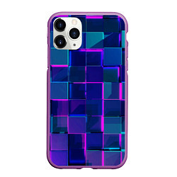 Чехол iPhone 11 Pro матовый Неоновая мозаика из стекла, цвет: 3D-фиолетовый