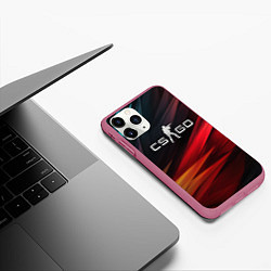 Чехол iPhone 11 Pro матовый CS GO dark abstract logo, цвет: 3D-малиновый — фото 2