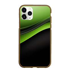 Чехол iPhone 11 Pro матовый Black green abstract, цвет: 3D-коричневый