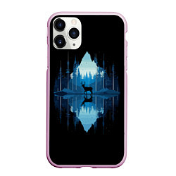 Чехол iPhone 11 Pro матовый Олень в ночном лесу, цвет: 3D-розовый