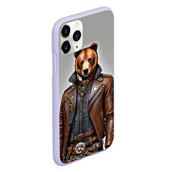 Чехол iPhone 11 Pro матовый Cool bear - steampunk - neural network, цвет: 3D-светло-сиреневый — фото 2