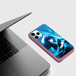 Чехол iPhone 11 Pro матовый Клинок рассекающий демонов: Токито, цвет: 3D-малиновый — фото 2
