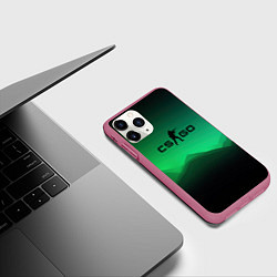 Чехол iPhone 11 Pro матовый CS GO green black background, цвет: 3D-малиновый — фото 2