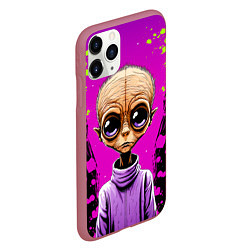 Чехол iPhone 11 Pro матовый Alien - comics art style, цвет: 3D-малиновый — фото 2