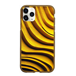 Чехол iPhone 11 Pro матовый Желтые абстрактные полосы, цвет: 3D-коричневый