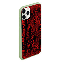 Чехол iPhone 11 Pro матовый Дракон и катана - иероглифы, цвет: 3D-салатовый — фото 2