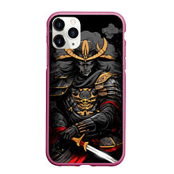 Чехол iPhone 11 Pro матовый Тёмный самурай, цвет: 3D-малиновый