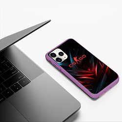 Чехол iPhone 11 Pro матовый CS GO dark red black, цвет: 3D-фиолетовый — фото 2