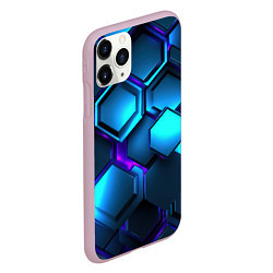 Чехол iPhone 11 Pro матовый Объемные неоновые плиты, цвет: 3D-розовый — фото 2