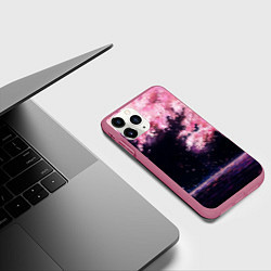 Чехол iPhone 11 Pro матовый Небо сакуры, цвет: 3D-малиновый — фото 2