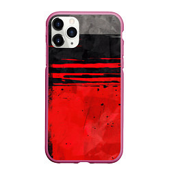 Чехол iPhone 11 Pro матовый Black red texture, цвет: 3D-малиновый