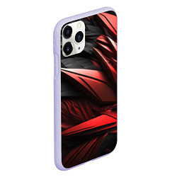 Чехол iPhone 11 Pro матовый Объемные красные элементы, цвет: 3D-светло-сиреневый — фото 2