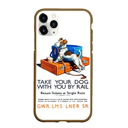 Чехол iPhone 11 Pro матовый Возьми собаку в поезд, цвет: 3D-коричневый
