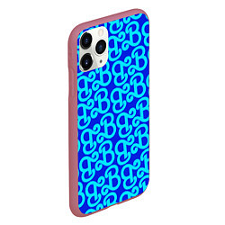 Чехол iPhone 11 Pro матовый Логотип Барби - синий паттерн, цвет: 3D-малиновый — фото 2