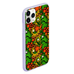 Чехол iPhone 11 Pro матовый Русское народное искусство - хохлома, цвет: 3D-светло-сиреневый — фото 2