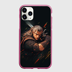Чехол iPhone 11 Pro матовый Ведьмак Геральт - персонаж, цвет: 3D-малиновый