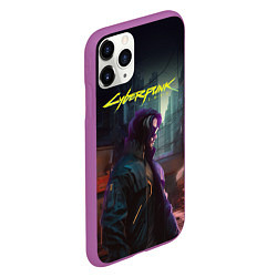 Чехол iPhone 11 Pro матовый Cyberpunk 2077 - Keanu Reeves, цвет: 3D-фиолетовый — фото 2