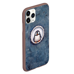 Чехол iPhone 11 Pro матовый Маленький забавный пингвинчик, цвет: 3D-коричневый — фото 2