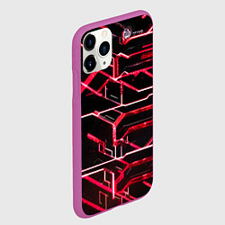 Чехол iPhone 11 Pro матовый Неоновые линии красные, цвет: 3D-фиолетовый — фото 2
