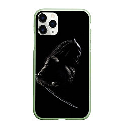 Чехол iPhone 11 Pro матовый Хищник на черном фоне, цвет: 3D-салатовый