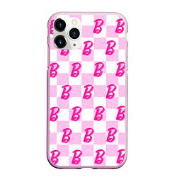 Чехол iPhone 11 Pro матовый Розовая шашка и Барби, цвет: 3D-розовый