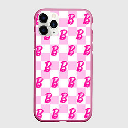 Чехол iPhone 11 Pro матовый Розовая шашка и Барби, цвет: 3D-малиновый